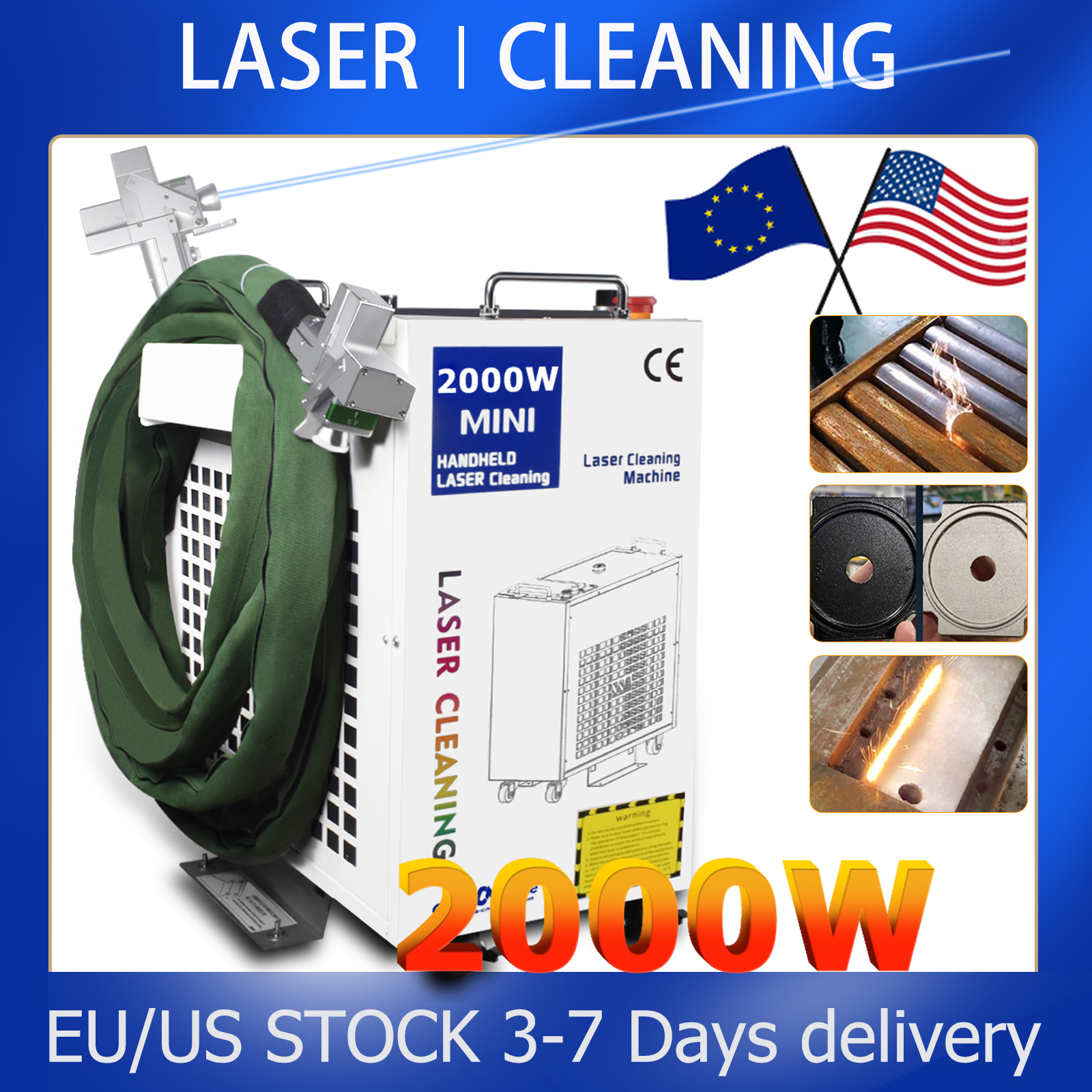Industrial Laser Paint Remover - 2000W Cleaning Machine Fiber Laser 1500W
